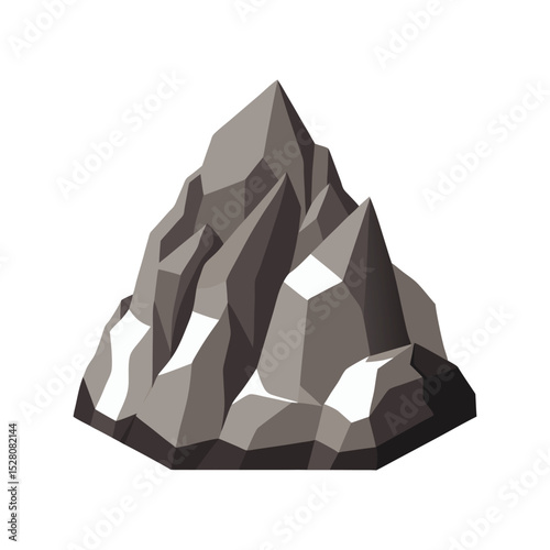 Rock mountain vector illustration, rugged peak landscape, nature wilderness design, adventure travel scenic graphic