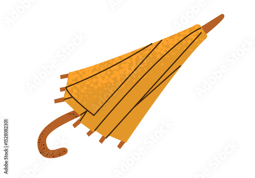 Cute autumn or spring yellow umbrella. Rainy weather, seasonal spring decor. Flat vector illustration isolated on white background.