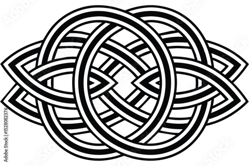 Intricate Celtic Knotwork Design Elegant Black and White Intertwined Pattern