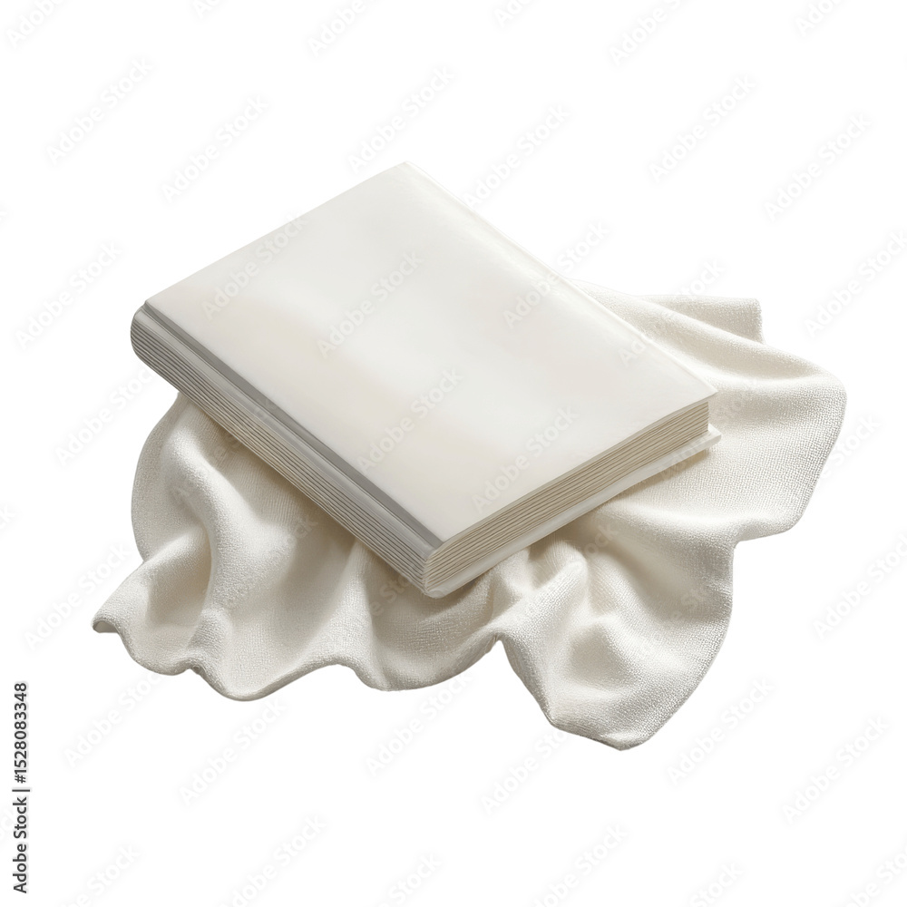 Blank White Photo Album Resting on a Soft White Towel Blank White Photo Album Resting on a Soft White Towel