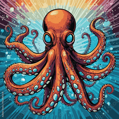 comic book style vector octopus illustration