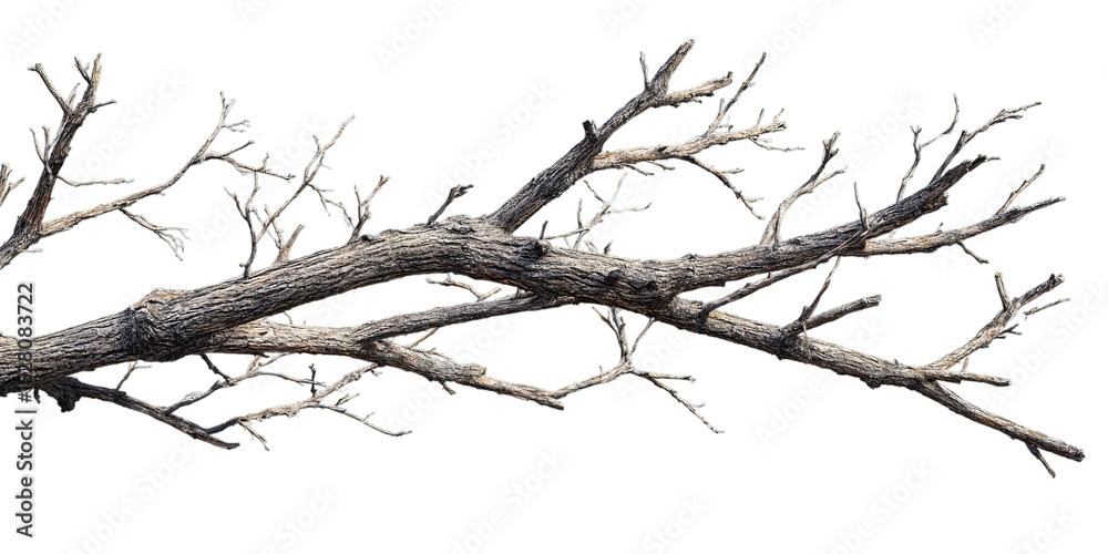 Obraz premium Dry tree branch isolated on black background