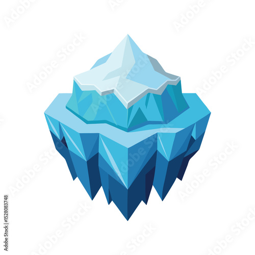 Iceberg vector illustration, Arctic glacial mountain, underwater danger concept, climate change graphic