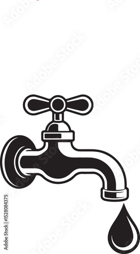 Water Faucet Illustration Vintage Style Tap Design