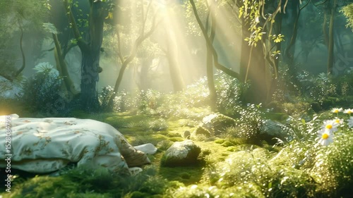 Dreamy Forest Bed in Golden Morning Light