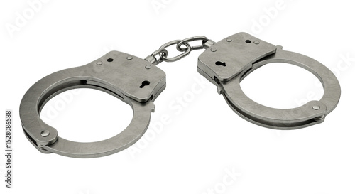 Quadro su tela Isolated Metal Handcuffs with Keyholes