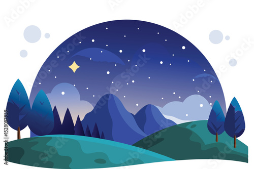 Night landscape with stars