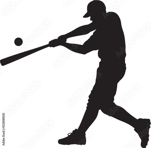 Baseball Player Silhouette Dynamic Swing Action