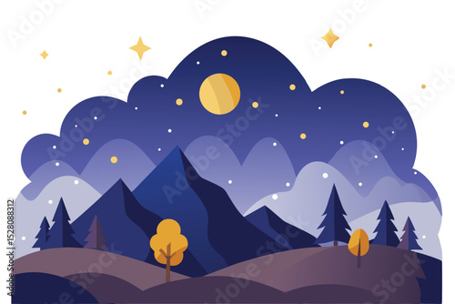 Night landscape with stars