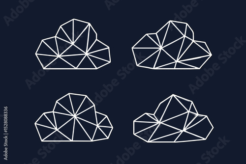 Geometric Lineart Triangle Cloud Weather Icon Illustration Design Element Set