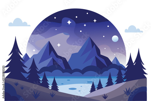 Night landscape with stars
