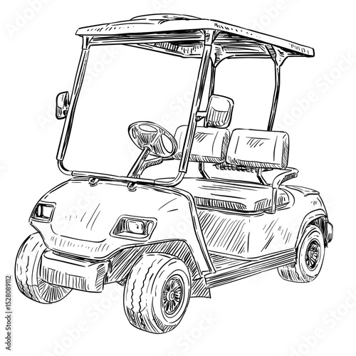 golf cart handdrawn illustration⁠
