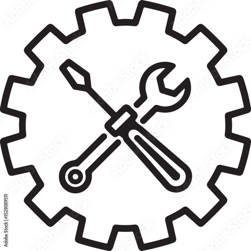 Gear, Wrench, Screwdriver Icon Repair, Maintenance, and Technical Support Symbol