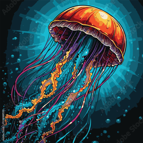 jellybox fish vector illustration comic book style