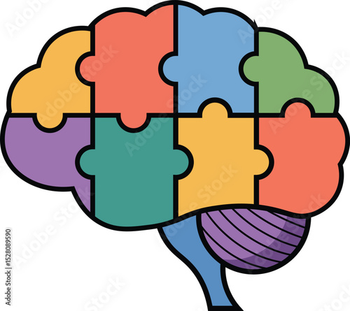 Colorful Brain Puzzle Illustration