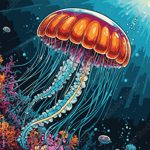 jellybox fish vector illustration comic book style