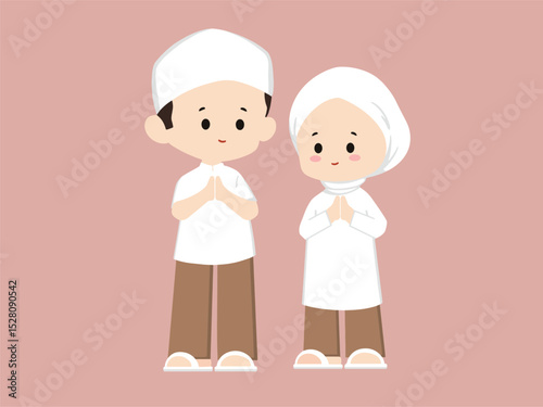 Eid Mubarak Man and Woman Illustration
