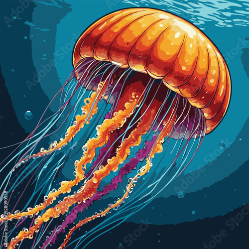 jellybox fish vector illustration comic book style