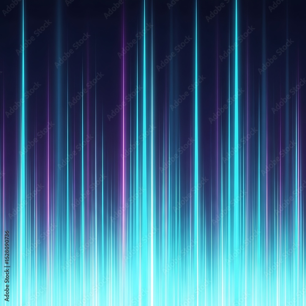 Fototapeta premium Futuristic cyan and purple glowing vertical lines with tech-inspired abstract light background and vibrant illumination