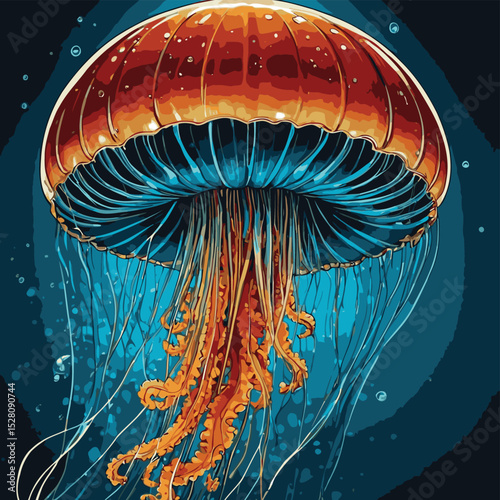 jellybox fish vector illustration comic book style
