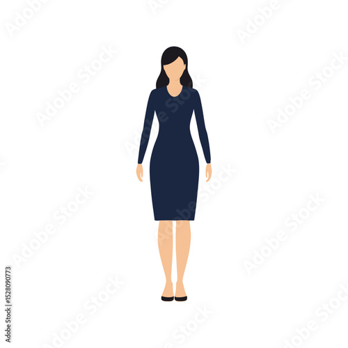 Young woman full body vector illustration, modern female avatar profile, stylish character design, isolated on white background