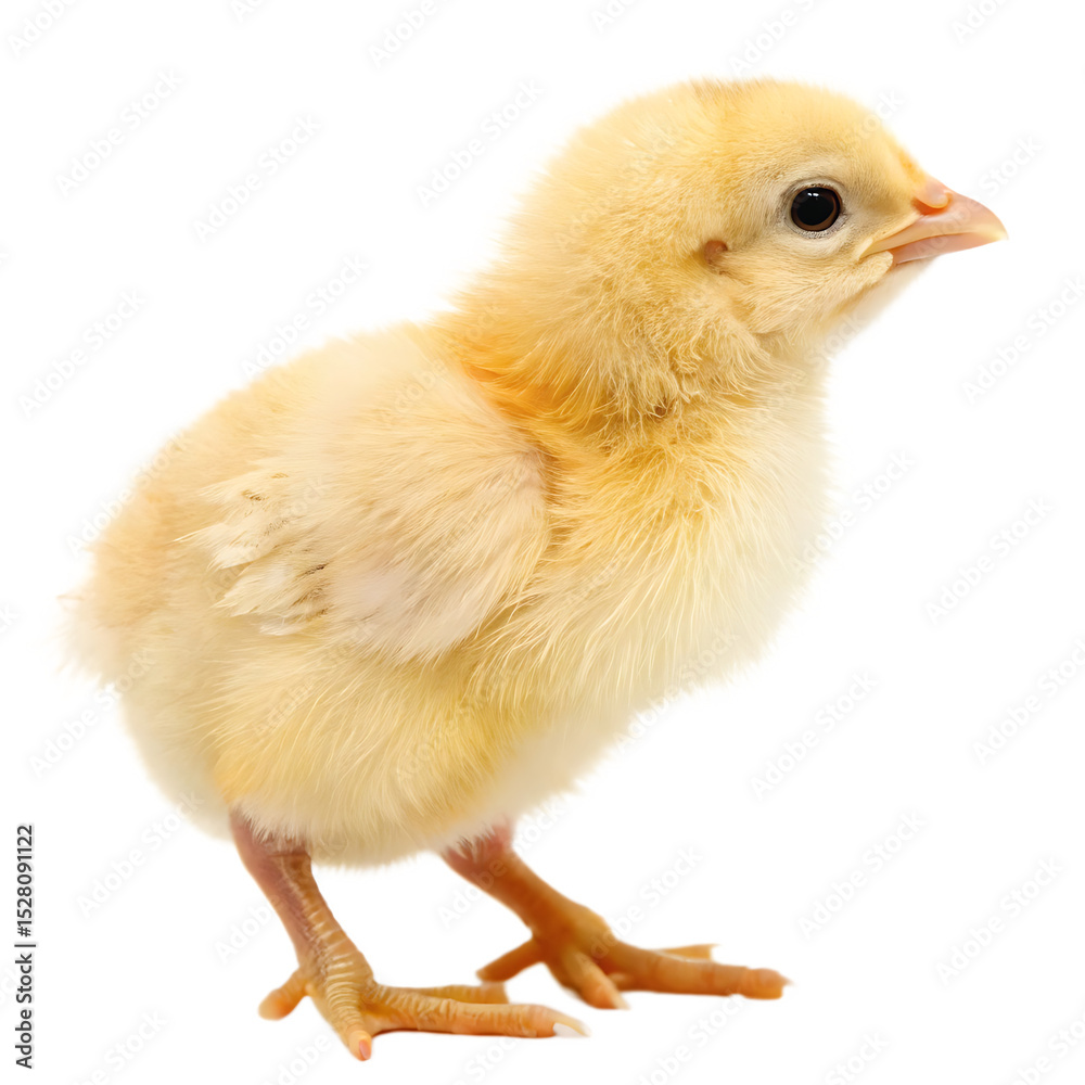 Fototapeta premium Cute small newborn baby chick posing isolated on a transparent background