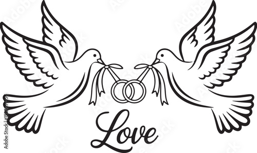 Two Doves Holding Wedding Rings A Symbol of Love and Commitment