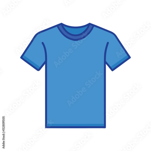 Plain blue t-shirt vector illustration, basic casual clothing graphic, blank apparel template, minimalist cotton tee