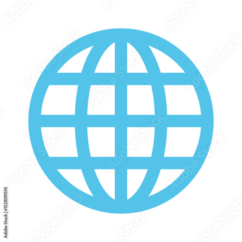 Internet Globe Icon in Blue Flat Style