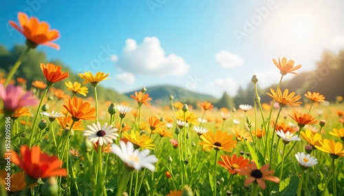 A vibrant  sun-drenched field of wildflowers swaying gently in the breeze  embodying pure joy and serenity Perfect for concepts of peace  contentment  and well-being   peace  day  beauty