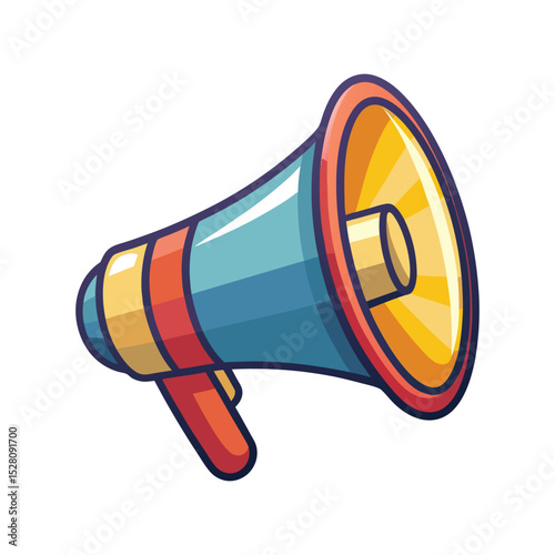 Megaphone vector illustration, loudspeaker announcement icon, rally protest symbol, marketing promotion graphic