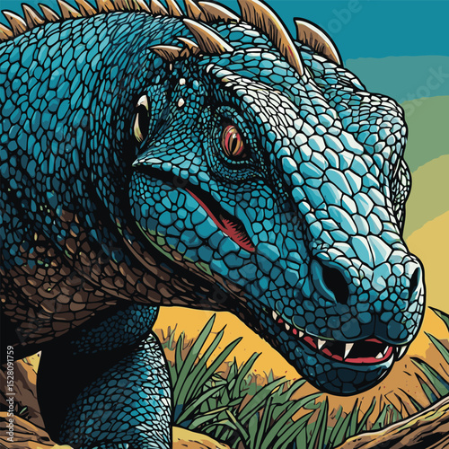 komodo dragon vector illustration comic book style
