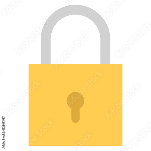 Padlock Icon in Flat Yellow and Gray Style