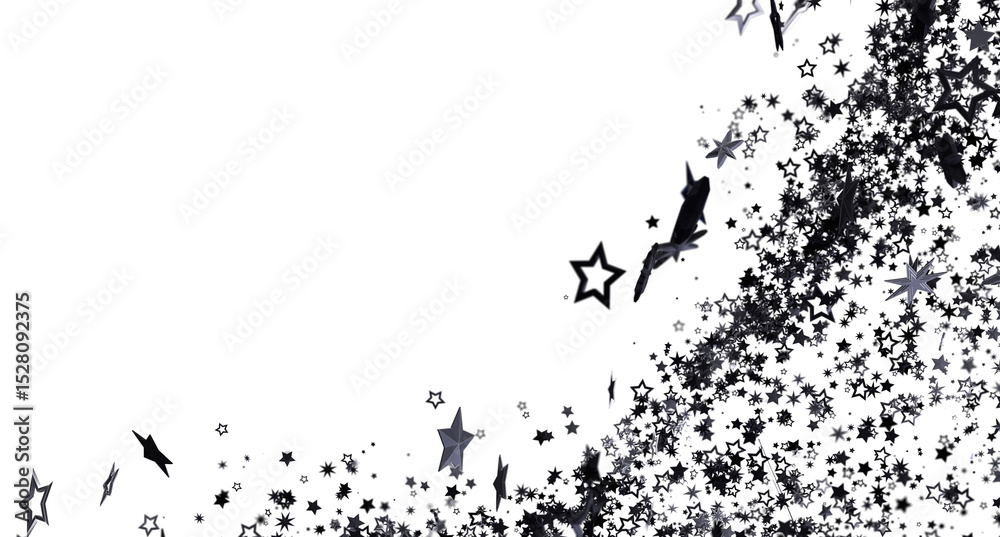 Obraz premium Elegant black star confetti on white. Ideal for invitations, cards, and backgrounds.