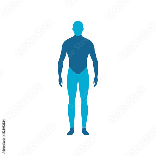 Man full body silhouette vector illustration, standing male figure profile, minimalist avatar design, isolated on white background