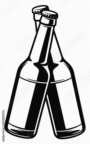 Cheers! Two Classic Beer Bottles Illustration