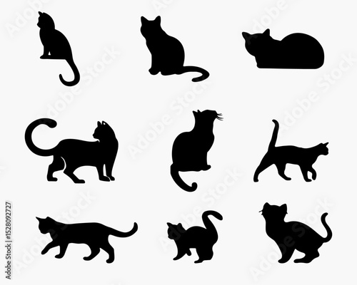 Groups of cat silhouette