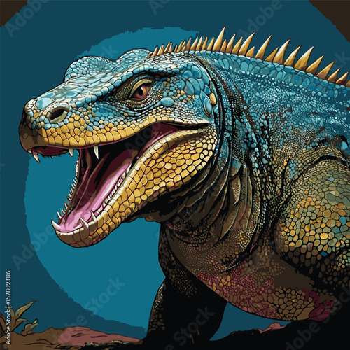 komodo dragon vector illustration comic book style
