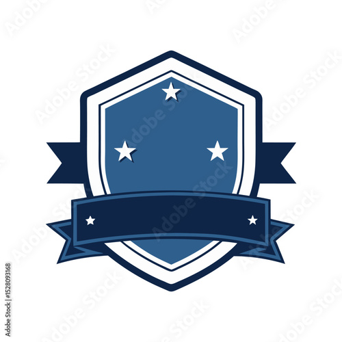 Empty badge vector illustration, customizable award template, blank medal design, editable contest prize graphic