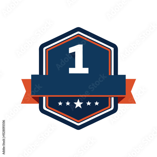 1 year badge vector illustration, first anniversary award, editable milestone template, corporate employee or wedding celebration