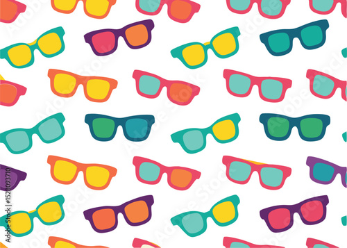 Sunglasses seamless vector pattern, trendy shades repeat design, summer fashion textile print, UV protection theme background