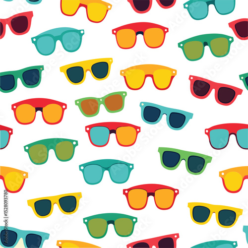 Sunglasses seamless vector pattern, trendy shades repeat design, summer fashion textile print, UV protection theme background