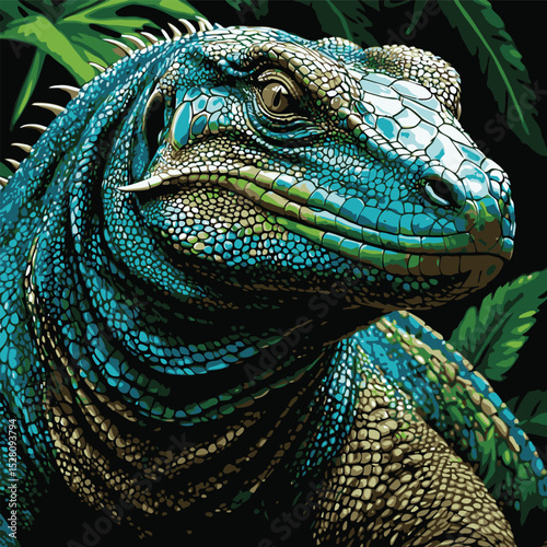 komodo dragon vector illustration comic book style