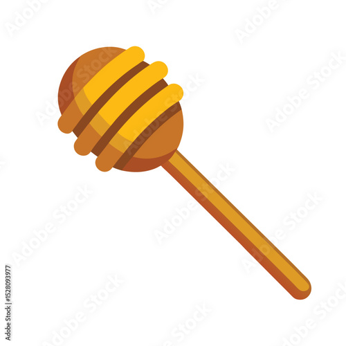 Wooden honey dipper vector illustration, natural honey stick tool, organic beekeeping utensil, rustic kitchen gadget