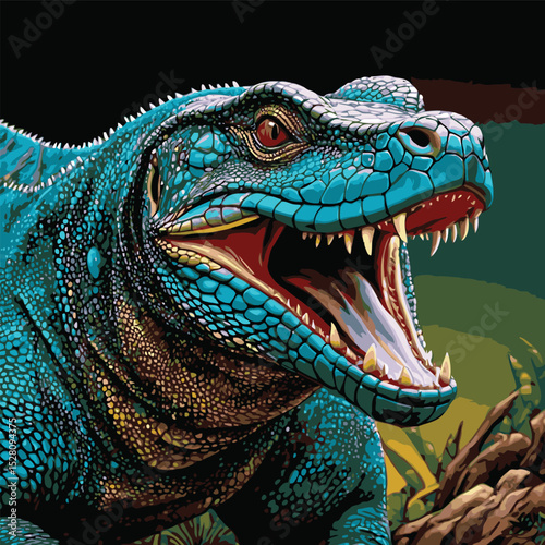 komodo dragon vector illustration comic book style