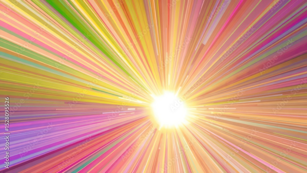 Radiant light emanating outwards with pastel hues creating an abstract, bright, and cheerful visual effect Radiant light emanating outwards with pastel hues creating an abstract, bright, and cheerful visual effect
