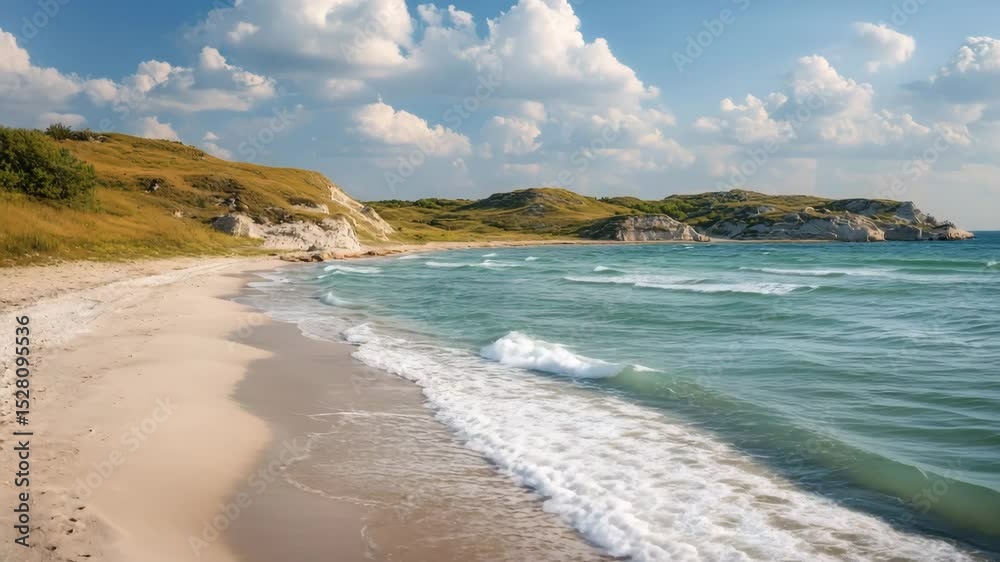 serene summer landscape of black sea in ukraine featuring golden sandy beaches and gentle waves serene summer landscape of black sea in ukraine featuring golden sandy beaches and gentle waves