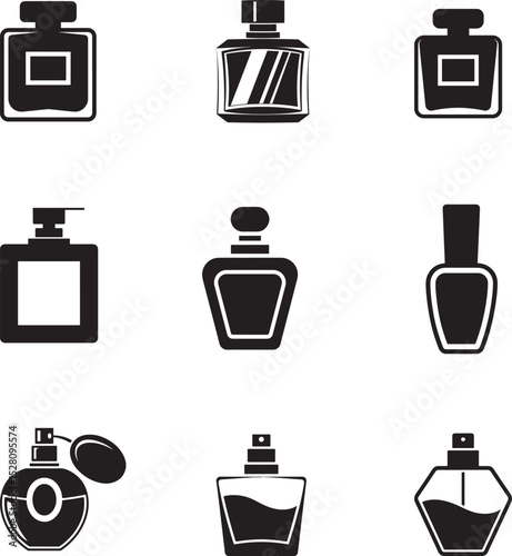 Collection of Perfume Bottle Icons Elegant Fragrance Designs
