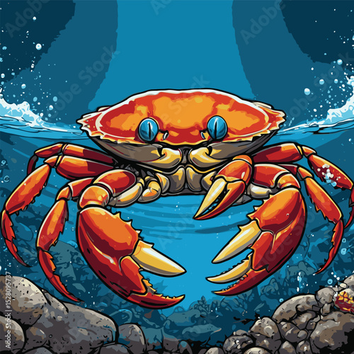sea ​​crab illustration vector comic book style