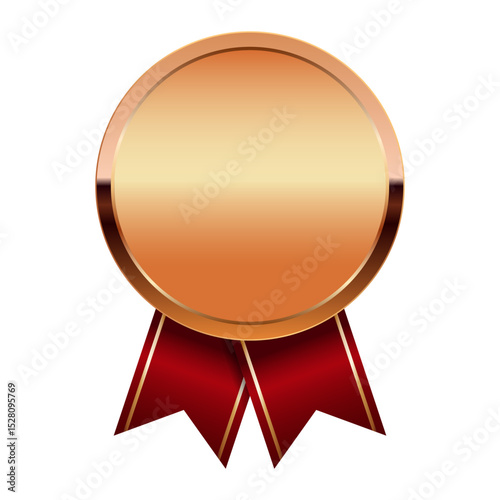 Bronze award medal with red ribbons for sport and games